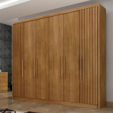 Imagem de Guarda Roupa Casal Ripado Ambiente Bolonha 6 Portas 6 Gavetas Cumaru 23 – Novo Horizonte