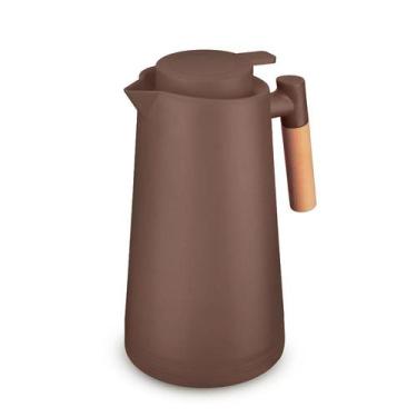 Imagem de Garrafa Térmica 1 L Plástico Café Chá C/ Botão Alça Madeira - ARKZ Spo