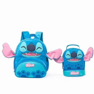 Imagem de Kit Mochila Disney Lancheira Reforçada Escolar Stitch-Unissex