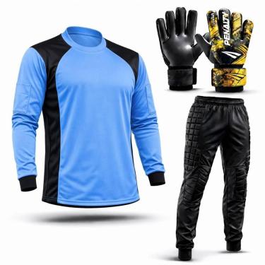 Imagem de Kit Goleiro Juvenil Camisa + Calça Acolchoada + Luva De Goleiro Penalty-Unissex