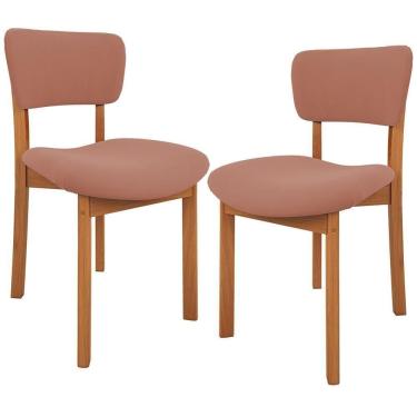 Imagem de Kit 02 Cadeiras Para Sala De Jantar Cozinha Living Estofada Dara L02 Suede Rosê - Lyam Decor