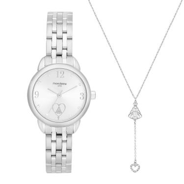 Imagem de Relógio MONDAINE kit feminino Aparecida prata 99749L0MKNE2K1