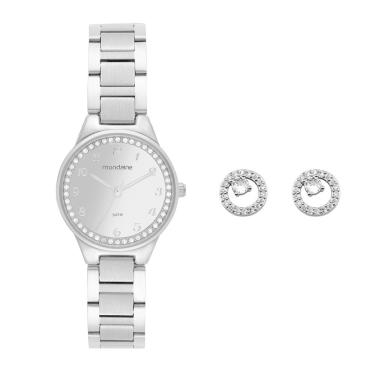 Imagem de Relógio MONDAINE kit feminino espelhado prata 32830L0MKNE2K1