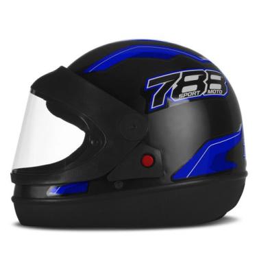 Imagem de Capacete Fechado Pro Tork New Sport Moto 788, PRETO - AZUL, 62