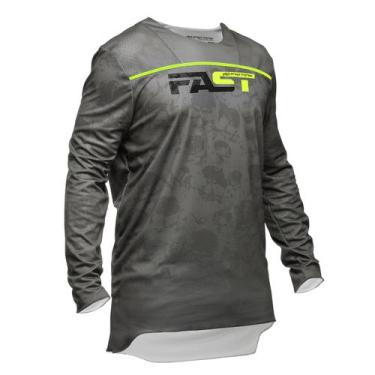 Imagem de Camisa de Motocross Infantil camiseta Pro Tork Fast, Cinza, Amarelo, 1