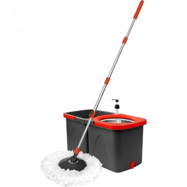 Imagem de Mop Giratório com Balde Mop Giratorio Duo Dois Baldes com Centrífuga de Aço Inox Vermel...