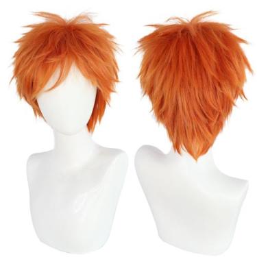 Imagem de Peruca ANOGOL curta laranja sintética para homens e mulheres Cosplay