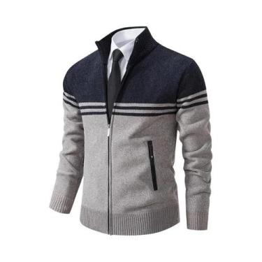 Imagem de Cardigã Masculino De Inverno Em Fleece Grosso, Quente E Casual, Com Go