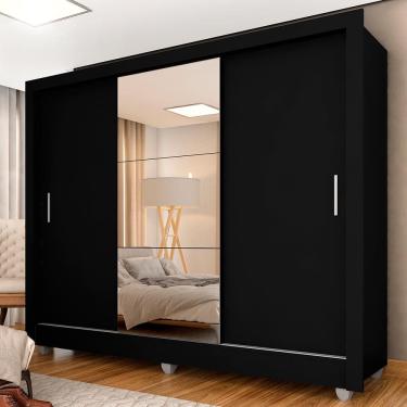 Imagem de Guarda Roupa Casal Vivian 3 Portas Esp Maior Preto Fosco - Moveis Arapongas