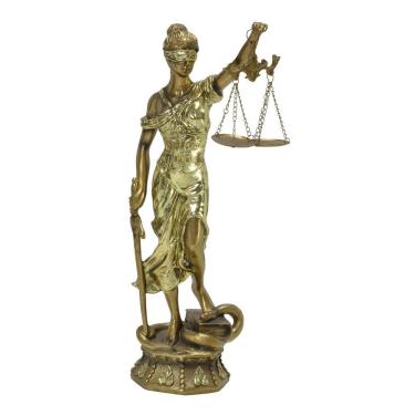 Imagem de Escultura Decorativa Dama da Justiça em Resina Dourado 36cm 16965-PL