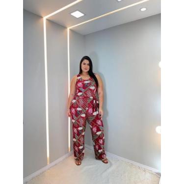 Imagem de Macacão Feminino longo Plus Size Com Cinto bolso Soltinho Elegante Lux