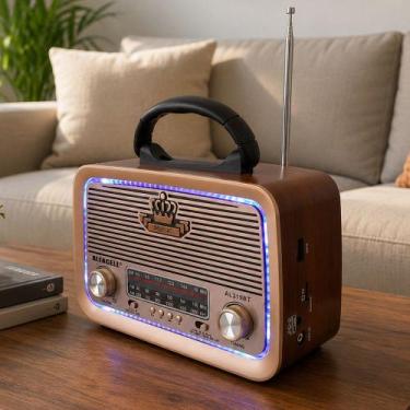 Imagem de Radio Portátil Caixa De Som Lanterna Recarregável LEDs USB - Genérico,