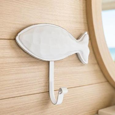 Imagem de Porta Toalha Suporte Gancho Peixe Cabideiro Enfeite Parede - Genérico