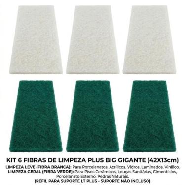 Imagem de Kits Fibra Limpeza 42x13 Plus Gigante Refil Suporte LT Branca Verde Li