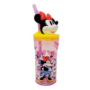 Imagem de Copo Infantil 3D Minnie Mouse Disney Com Tampa e Canudo 360mL - Tuut