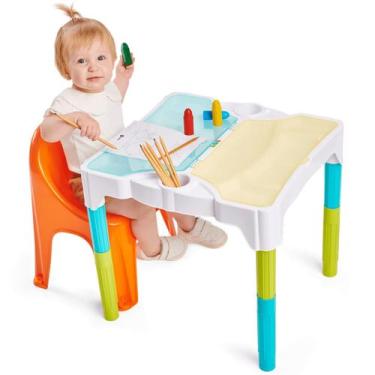 Imagem de Mesa Didática Infantil Com Cadeira E Divisórias Multi Atividades - Tat
