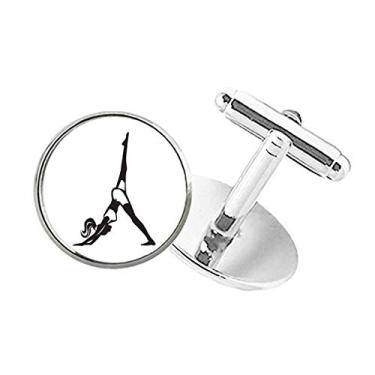 Imagem de DIYthinker Leg Motion Yoga Girl Keep Healthy Sports Abotoaduras com clipe de botão redondo