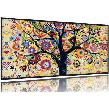 Imagem de Quadro Árvore Colorida Decorativo 130x60 Moldura Preta 2x2