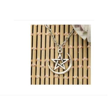 Imagem de Colar Pingente Pentagrama Estrela 5 Pontas Prateado