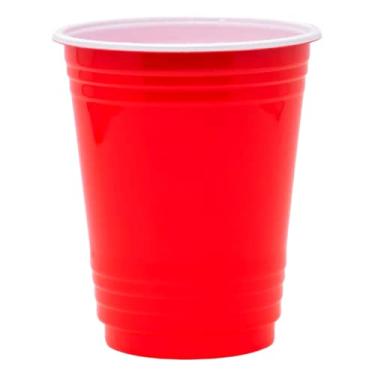 Imagem de 100 Copos Americanos Vermelhos 400 ML Red Cup Party Beer Pong