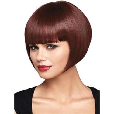 Imagem de Perucas JAMBHALA curtas retas para mulheres peruca sintética de cabelo macio natural para dia/festa/cosplay 11 polegadas