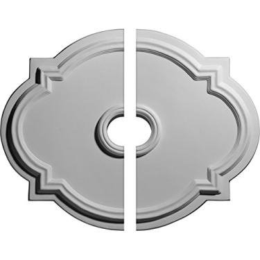 Imagem de Medalhão de teto Ekena Millwork 21 1/4" L x 17 3/8" A x 3 1/2" ID x 1" P Waltz, Divisor, 21 1/4"W x 17 3/8"H x 3 1/2"ID x 1"P (Fits Canopies up to 4 1/2"), Factory Primed