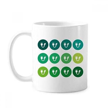 Imagem de Plugue de folha verde com cabo de carregamento padrão caneca cerâmica xícara de café porcelana louça