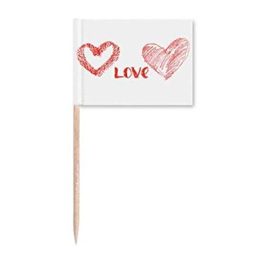 Imagem de Love You Heart Red Quote Handwritten Toothpick Flags Marker Topper Decoração de Festa