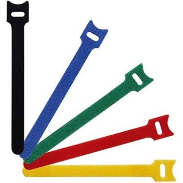 Imagem de Abraçadeiras de cabo | 100 peças | 8 x 1/2" tiras organizadoras de cabos design fino pré-cortado gerenciamento de fios para organizar residências, escritórios e centros de dados, Multi