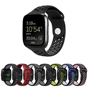 Imagem de Pulseira Silicone NK Sport para Fitbit Versa - Fitbit Versa 2 - Fitbit Versa Lite - Marca Ltimports (Preto)