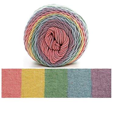 Imagem de Cicilin 4 peças de fio de crochê de 100 g, fio de mistura de algodão confortável, fio de tricô multicolorido, fio de tricô à mão, fio de crochê (cor 18)