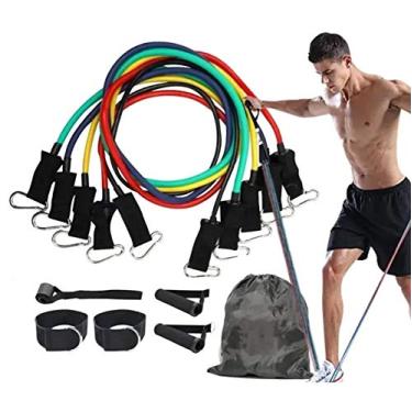 Imagem de Kit Elasticos 11 Peças Musculação Funcional Yoga Pilates