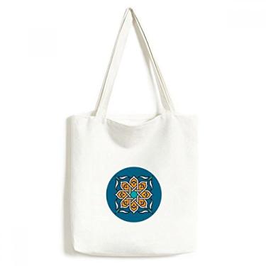 Imagem de Bolsa de lona estilo marroquino com estampa de flor abstrata bolsa de compras casual