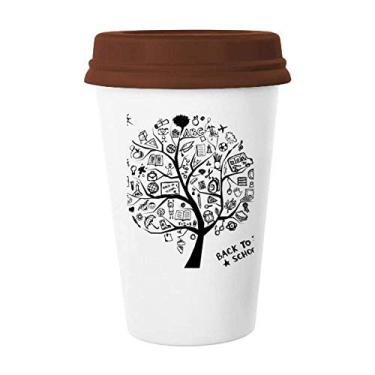 Imagem de Linda caneca de cerâmica com desenho de árvore em estilo escolar de grafite