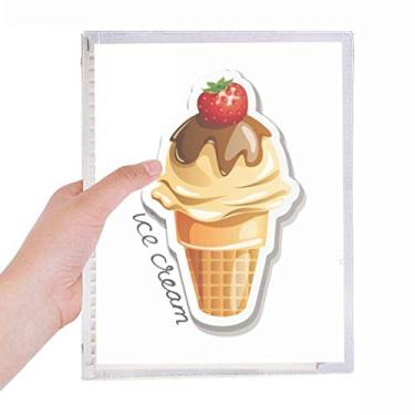 Imagem de Caderno de pasta de sorvete doce e chocolate com morango, diário de folhas soltas recarregável