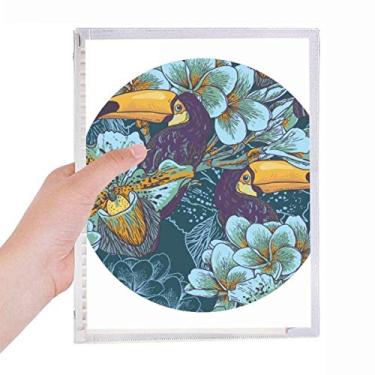 Imagem de Caderno quadrado de pássaro orquídea com estampa contínua de animal, folhas soltas e diário recarregável