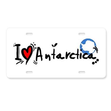 Imagem de DIYthinker I Love Antártica Bandeira da Palavra Amor Ilustração Coração Placa de Licença Decoração de Carro Acessório de Aço Inoxidável
