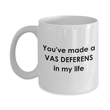 Imagem de Caneca de trocadilho médico – You made a Vas Deferens in My Life – Caneca de café de cacau quente divertido – ideia de presente de aniversário de Natal