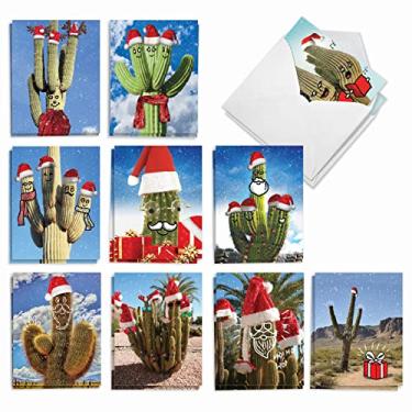 Imagem de The Best Card Company – 20 cartas sortidas de Natal com envelopes (10 x 13 cm) – com cacto vestido sorrindo AM7379XTG-B2x10