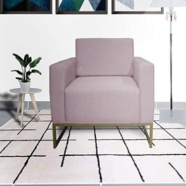 Imagem de Kit 2 Poltronas Decorativa Com Base de Ferro Sala de Espera Leticia Pé Ferro Suede Rose - LM DECOR