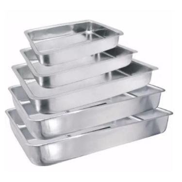 Imagem de Conjunto Assadeira Retangular Alta 5 Peças Em Aluminio