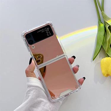 Imagem de Para Z Flip 3 4 5 Make Up Mirror Case Canto à prova de choque de luxo para Samsung Galaxy Z Flip 5 4 3 Flip4 Flip3 flip5 Capa dura ouro rosa, ouro rosa, para Z Flip 5