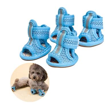 Imagem de FONDOTIN 4 Pcs botas para cães médio botas de cachorro para o verão sandálias tênis sapatos de cachorro sapatos para animais de estimação pata sapatos de rede cão de estimação