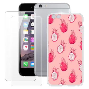Imagem de MILEGOO Capa para iPhone 6 Plus + 2 peças protetoras de tela de vidro temperado, à prova de choque, capa de TPU de silicone macio para iPhone 6S Plus (5,5 polegadas)
