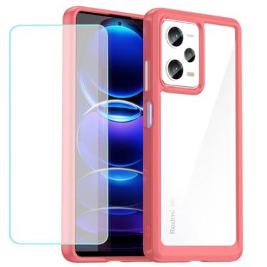 Imagem de Wanyuexes Capa para Redmi Note 12 Pro 5G/Poco X5 Pro 5G 22101320G Capa com protetor de tela de vidro temperado, parte traseira de policarbonato rígido transparente e capa de telefone de TPU macio para