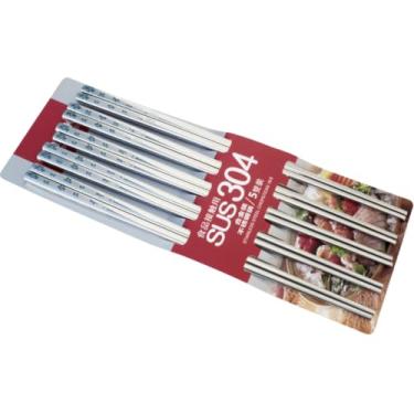 Imagem de Hachi8 Hashi Flor de Sakura Metal - Kit com 5 Pares de Palitinhos Japoneses, Prata, Lavagem à Mão