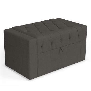 Imagem de Calçadeira Báu Solteiro Atena 90cm Capitonê Linho Cacau - Desk Design