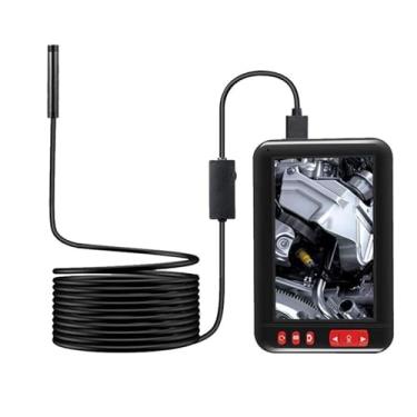 Imagem de 10m,Câmera dupla tela de 4,3 polegadas 1080P endoscópio digital de alta definição, endoscópio industrial IP67 impermeável 5,5 mm, com 8 luzes LED para inspeção de tubulação