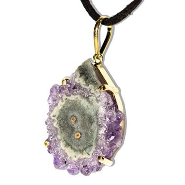 Imagem de Colar Flor de Ametista 30mm Pedra Natural Garra Dourado