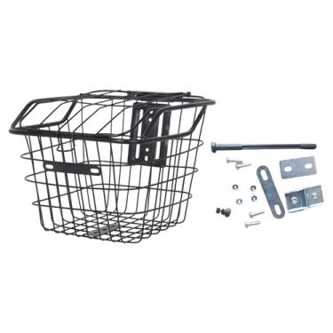 Imagem de UGPLM Cesta traseira dianteira de fio de metal para bicicleta com tampa 29x27x23cm cesta de carga universal para bicicletas de estrada acessórios de fácil